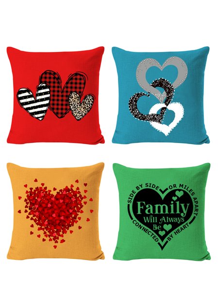 

18*18 Set of 4 Valentine's Day Love heart Backrest Cushion Pillow Covers, Decorations For Home, Color2, Pillow Covers