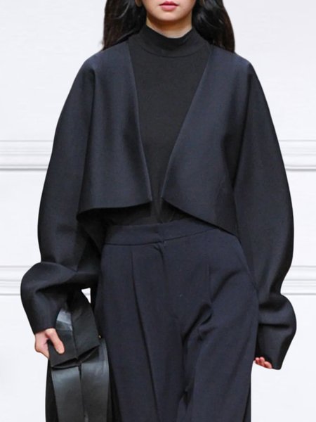

Plain Urban Simple Loose Jacket, Black, Jackets