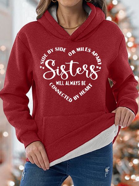 

Womens Sister Letter Heart Print Casual Sweatshirt, Red, Hoodies&Sweatshirts