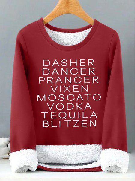 

Women's Funny Christmas Alcohol Letter Crew Neck Casual Sweatshirt, Red, Hoodies&Sweatshirts