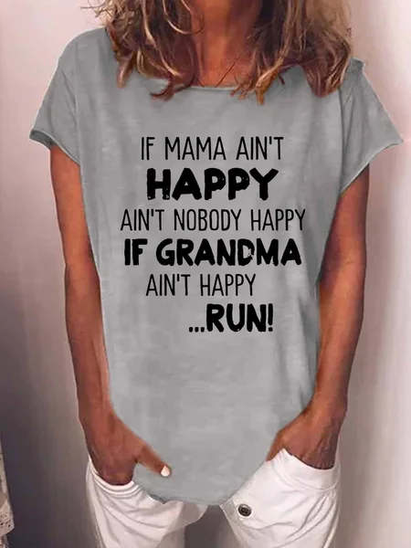 

Women's Funny Word Grandma Casual Cotton-Blend T-Shirt, Gray, T-shirts