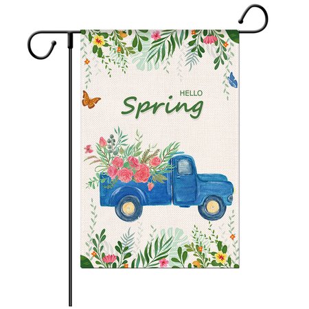 

Hello Spring Garden Flag 12 x 18 Inch Burlap Yard Flag Double Sided Printed Holiday Outdoor Decor Flag, Color10, Garden Flags