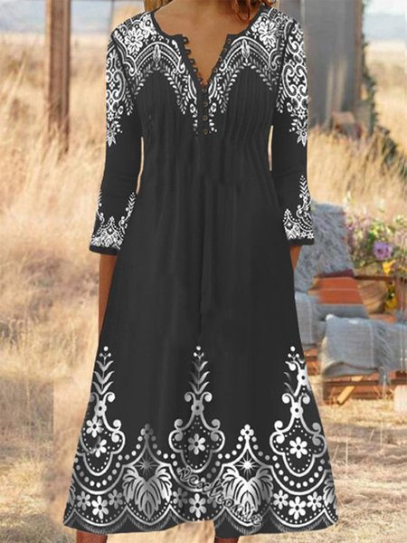 

plus size Loose Vintage Dress, Black, Dresses