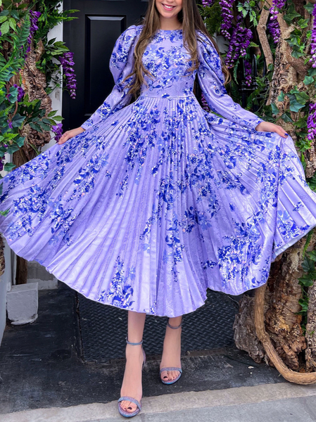 

Long sleeve Elegant Regular Fit Dress, Purple, Maxi Dresses