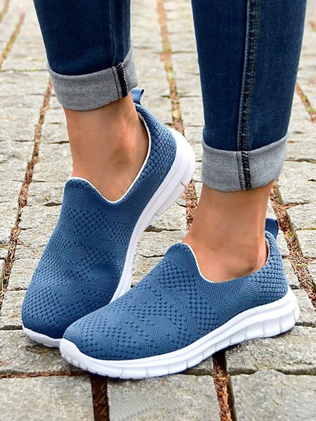 

Breathable Mesh Fabric Slip On Sneakers, Blue, Sneakers