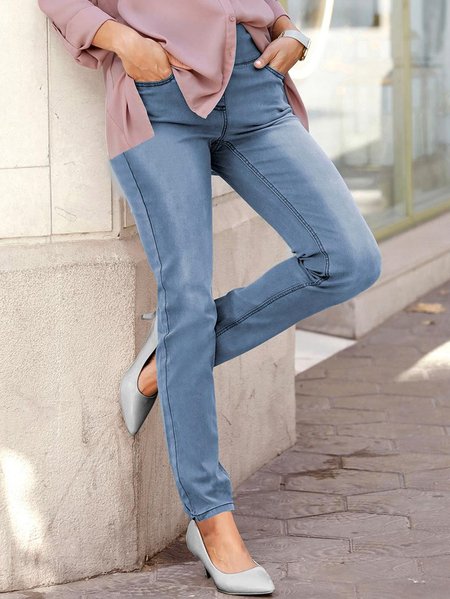 

Regular Fit Casual Plain Denim Jeans, Blue, Jeans