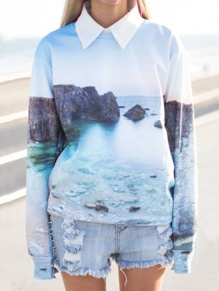 

Regular Fit Crew Neck Vacation Ombre Sweatshirt, Blue, Sweatshirts & Hoodies