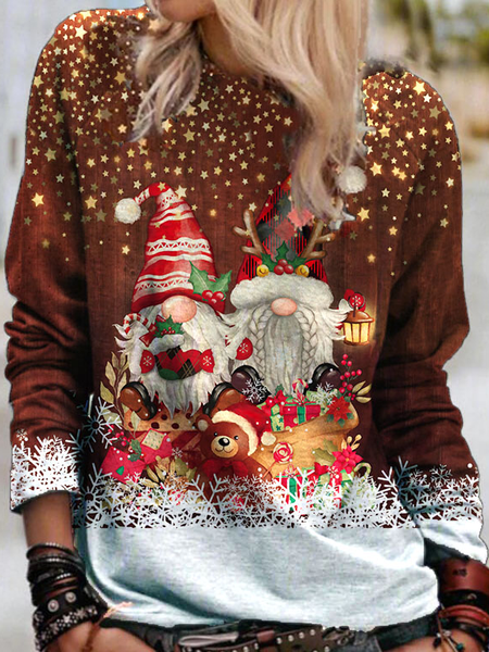 

Women's Red Sweatshirt Christmas Santa Claus Printed, Multicolor, T-Shirts