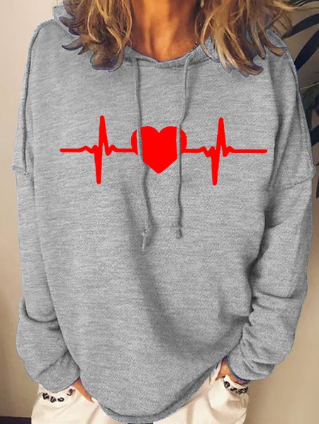 

Valentine‘s Day Heart Beat Womens Hoodie, Gray, Hoodies&Sweatshirts