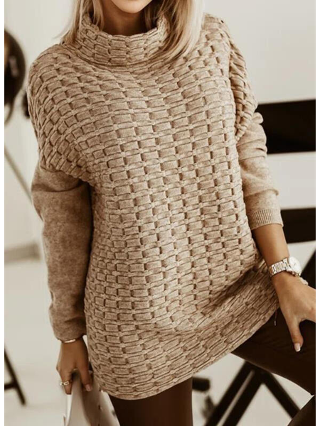 

Casual Stand Collar Yarn/Wool Yarn Dress, Khaki, Dresses
