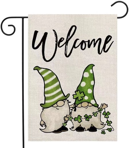 

Happy St Patrick's Day Garden Flag 12 x 18 Inch Burlap Yard Flag Double Sided Printed Shamrocks Holiday Outdoor Decor Flag, Color6, Garden Flags
