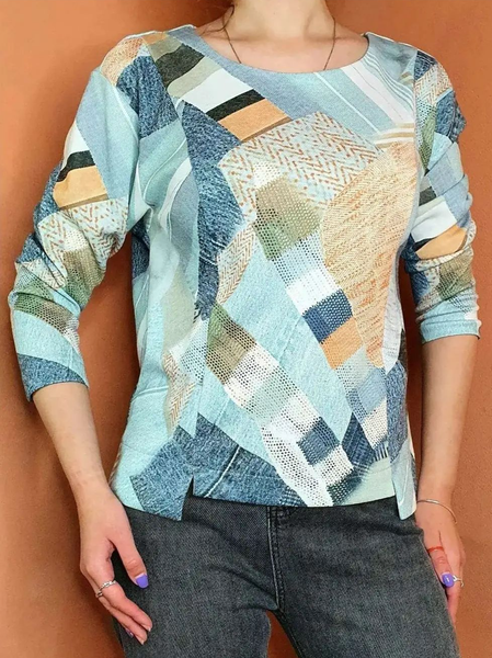 

Casual Geometric T-Shirt, Multicolor, T-Shirts