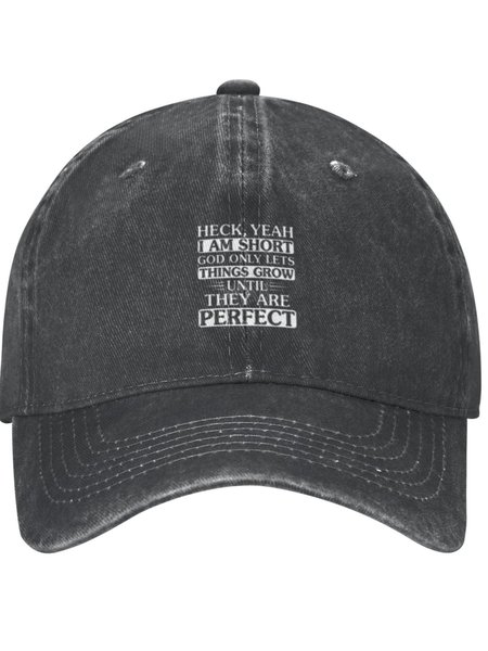 

Heck Yeah I Am Short Funny Text Letters Adjustable Hat, Black, Hats