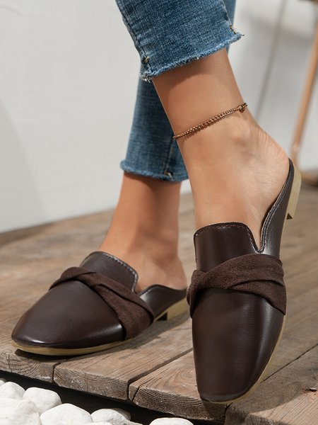 

Casual Leather Vintage Muller Half Slippers, Coffee, Flats