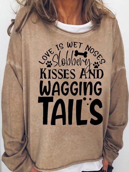 

Women's Dog Lover Letters Sweatshirt, Light brown, Hoodies&Sweatshirts
