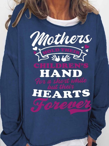 

Women's Word Hold Hands For Short Heart Forever Simple Hear Sweatshirt, Dark blue, Hoodies&Sweatshirts