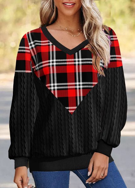 

Geometric Casual Cotton-Blend Loose Sweatshirt, Red, Sweatshirts & Hoodies