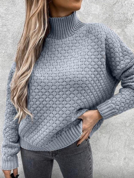 

Casual Yarn/Wool Yarn Sweater, Light blue, Sweaters