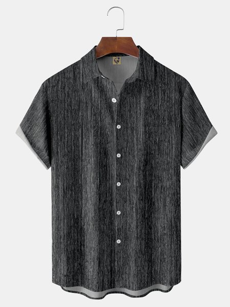 

Wood Grain Chest Pocket Short Sleeve Shirt, Deep gray, Short Sleeve Shirts