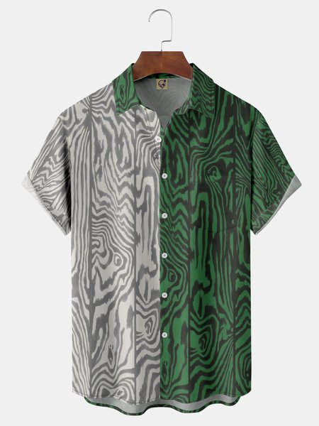 

Wood Grain Chest Pocket Short Sleeve Shirt, Green, Short Sleeve Shirts