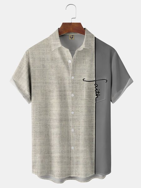 

Shading The Crucifix Chest Pocket Short Sleeve Shirt, Apricot, Short Sleeve Shirts