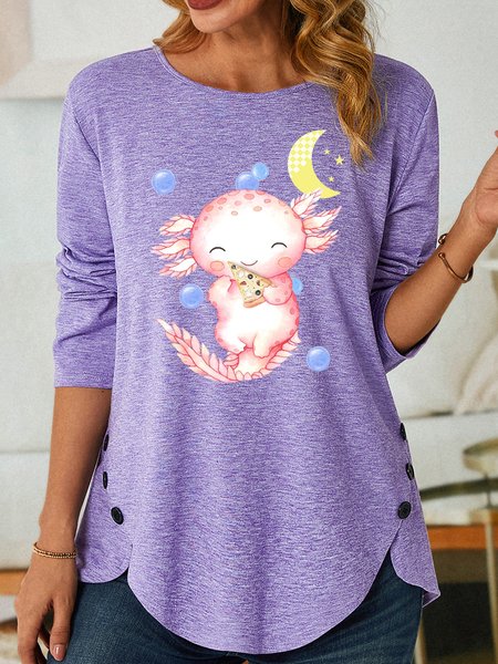 

Lilicloth X Paula Axolotl Eating Pizza Womens Long Sleeve T-Shirt, Purple, Long sleeves