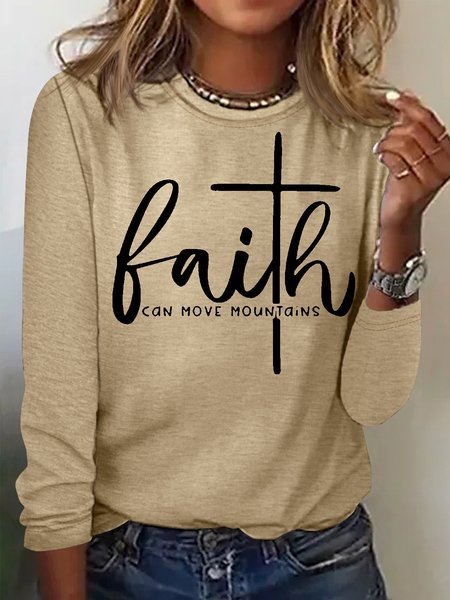 

Women's Faith Can Move Mountains Casual Top, Apricot, Long sleeves
