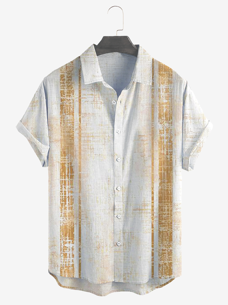 

Stripes Short Sleeve Casual Bowling Shirt, As picture, Men Shirts
