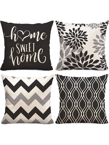 

18*18 Set of 4 Geometric Throw Pillow Covers Soft Pillowcases Farmhouse Linen Cushion Case For Home Wedding Outdoor Indoor Decor, Pillow Covers