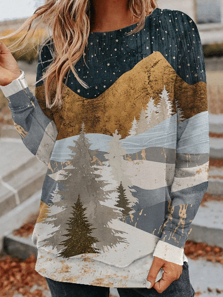 

Crew Neck Casual Regular Fit Geometric Sweatshirt, Dark blue, Sweatshirts & Hoodies