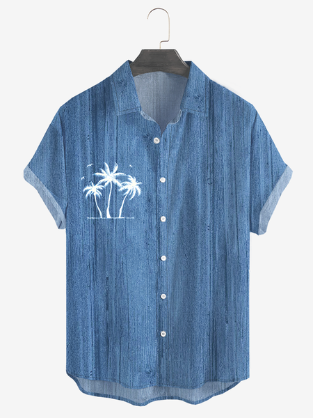 

Coconut Tree Short Sleeve Resort Shirt, As picture, Men Shirts