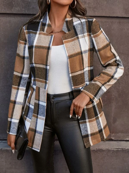 

Woolen Geometric Loose Casual Jacket, Multicolor, Jackets