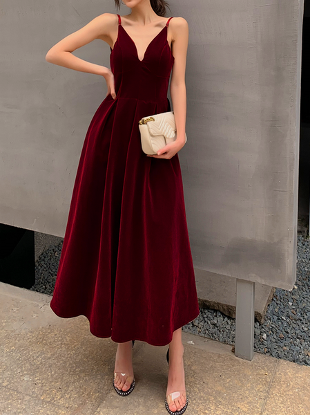 

Regular Fit Elegant Dress & Party Dress, Red, Midi Dresses