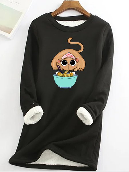

Lilicloth X Paula Princess Cat Eating Ramen Womens Warmth Fleece Sweatshirt, Black, Hoodies&Sweatshirts