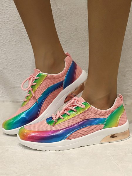 

Rainbow Ombre Contrast Panel Sneakers, Pink, Sneakers