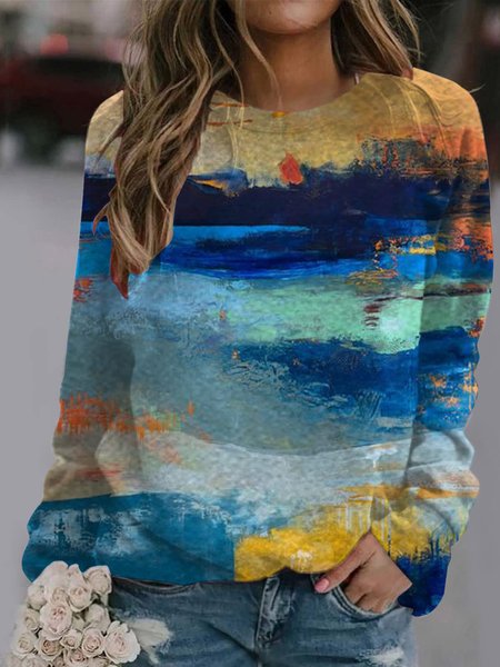 

Casual Landscape Print Sweatshirt, Multicolor, Sweatshirts & Hoodies