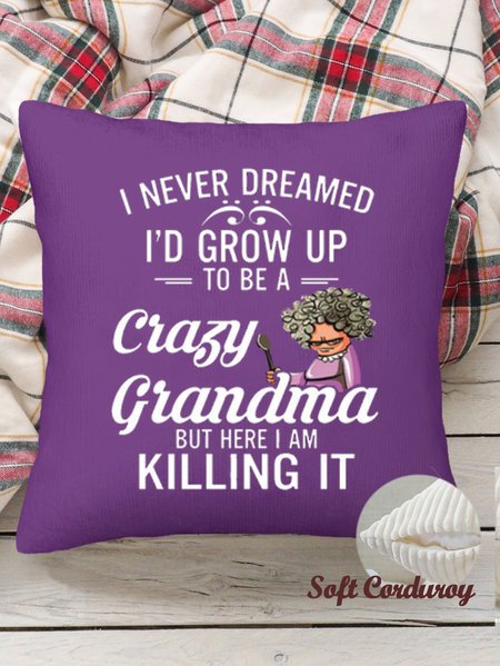 

18*18 Funny Letter GrandmaThrow Pillow Covers, Pillow Covers Decorative Soft Corduroy Cushion Pillowcase Case For Living Room, Purple, Pillow Covers