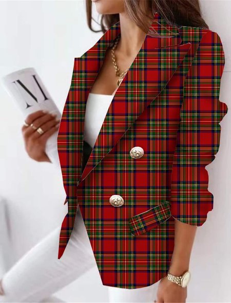 

Urban Plaid Regular Fit Shawl Collar Blazer, Red, Blazers