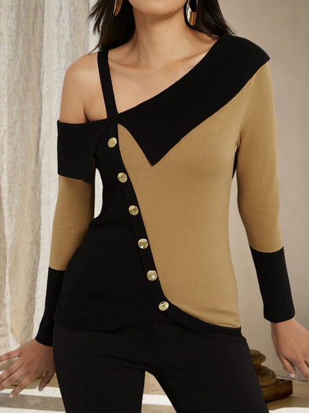 

Knitted Colorblock Tunic Top, Multicolor, Tops