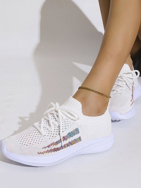 

Ombre Lace-Up Flyknit Sneakers, White, Sneakers