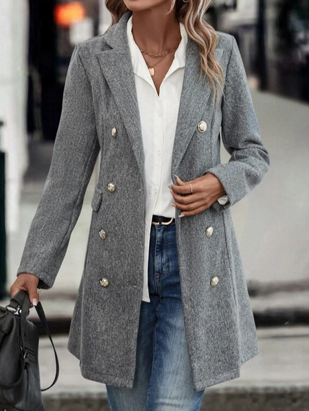 

Casual Woolen Loose Shawl Collar Overcoat, Gray, Outerwear