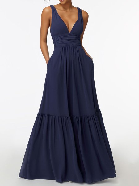

Knitted Elegant Plain Regular Fit Wedding Dress, Blue, Maxi Dresses