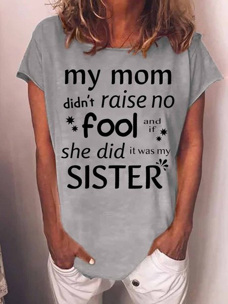 

Women's Funny Sister Casual Loose T-Shirt, Gray, T-shirts