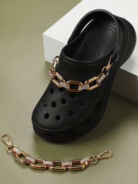 

Rhinestone Acrylic Metal Chain Hole Shoes DIY Decorative Buckle, Color6, Women's Shoes