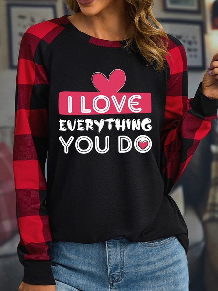 

Lilicloth X Jessanjony I Love Everything You Do Womens Long Sleeve Buffalo Plaid T-Shirt, Black, Long sleeves
