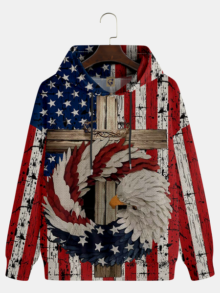 

American Flag Hoodie Sweatshirt, Red, Hoodies&Sweatshirts