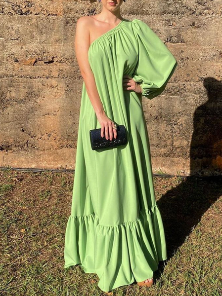 

Plain Elegant Cold Shoulder Dress & Party Dress, Green, Maxi Dresses