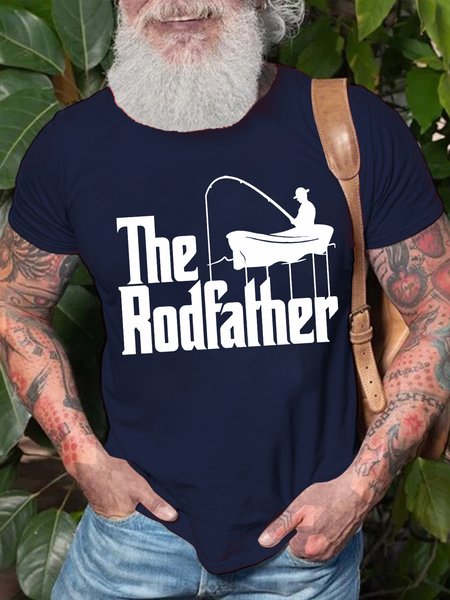 

Men's The Rodfather Funny Graphic Printing Casual Cotton Text Letters Loose T-Shirt, Purplish blue, T-shirts