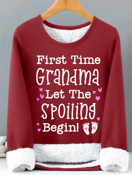 

Women's Gift For New Grandma First Time Grandma Let The Spoiling Begin Loose Simple Sweatshirt, Red, Hoodies&Sweatshirts