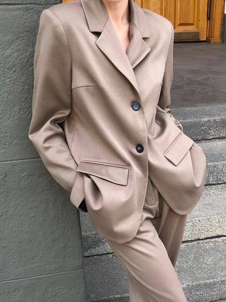 

Plain Casual Cross Neck Loose Blazer, Brown, Blazers